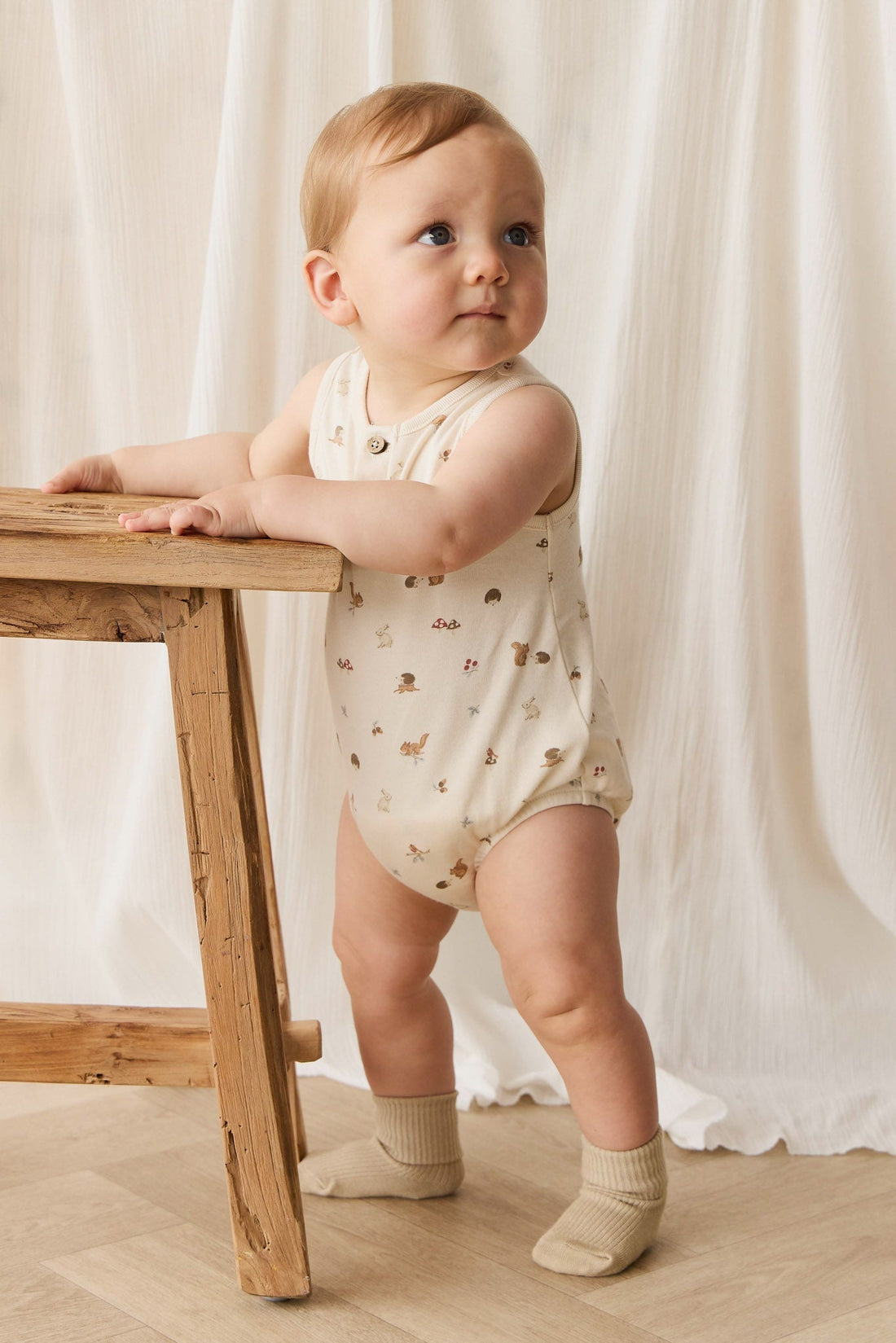 Organic Cotton Archie Playsuit - Forest Gathering Childrens Playsuit from Jamie Kay Australia