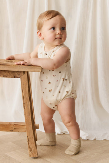 Organic Cotton Archie Playsuit - Forest Gathering Childrens Playsuit from Jamie Kay Australia