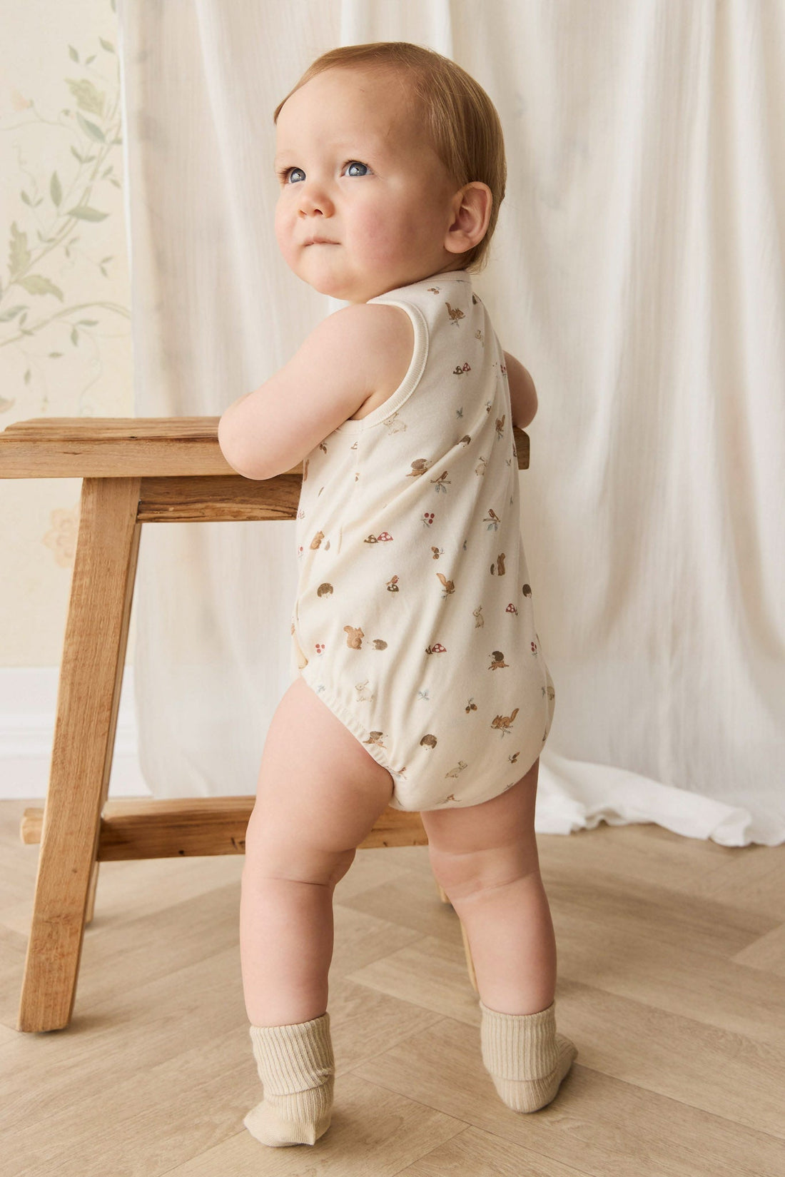 Organic Cotton Archie Playsuit - Forest Gathering Childrens Playsuit from Jamie Kay Australia