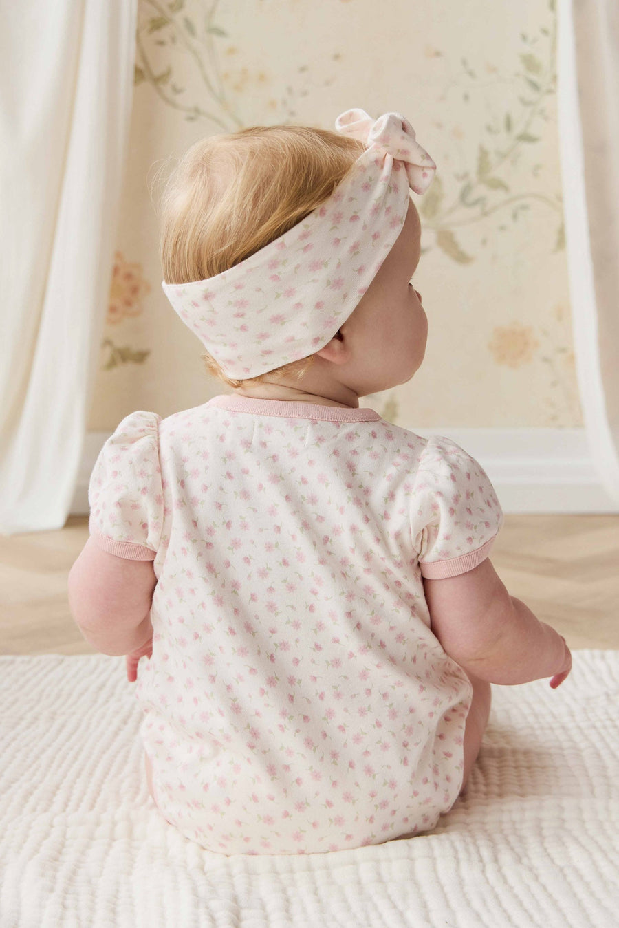 Organic Cotton Antoinette Playsuit - Victoria Blush Childrens Playsuit from Jamie Kay Australia