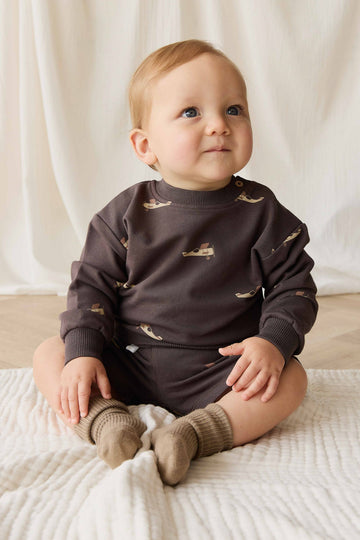 Organic Cotton Peyton Sweatshirt - Pilot Planes Bistre Childrens Top from Jamie Kay Australia
