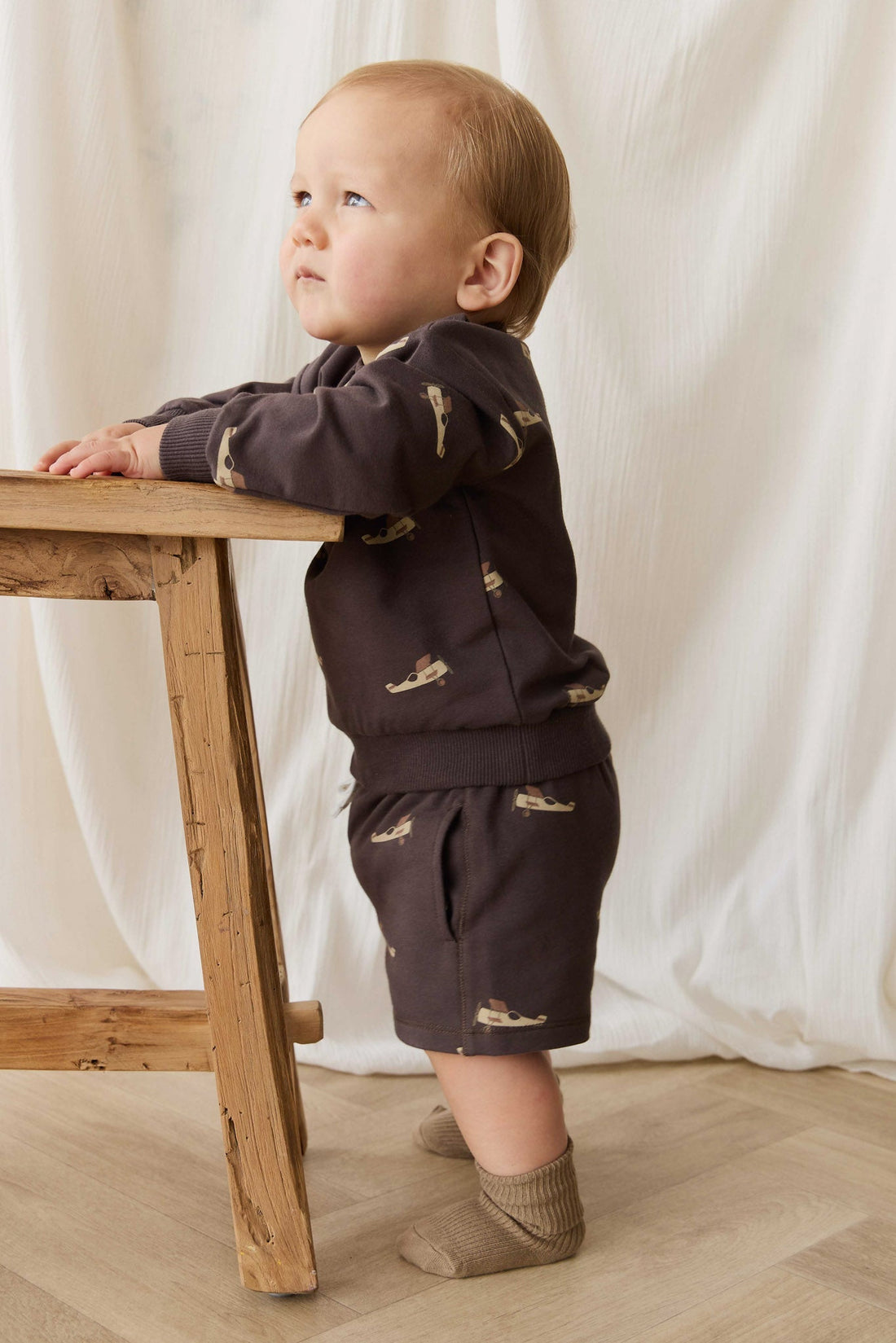 Organic Cotton Peyton Sweatshirt - Pilot Planes Bistre Childrens Top from Jamie Kay Australia