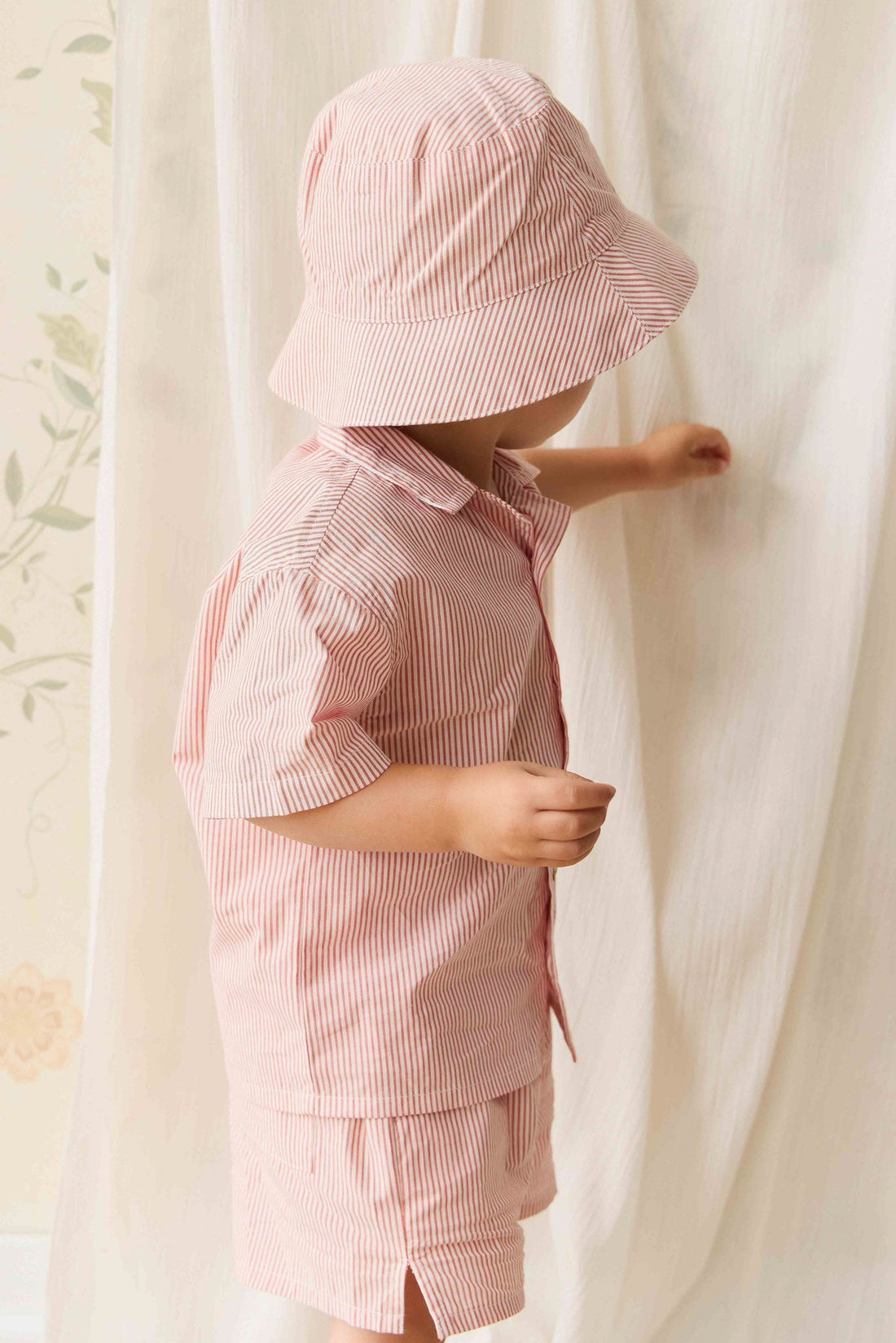 Organic Cotton Silas Shirt - Terracotta Stripe Terracotta/Egret Childrens Shirt from Jamie Kay Australia