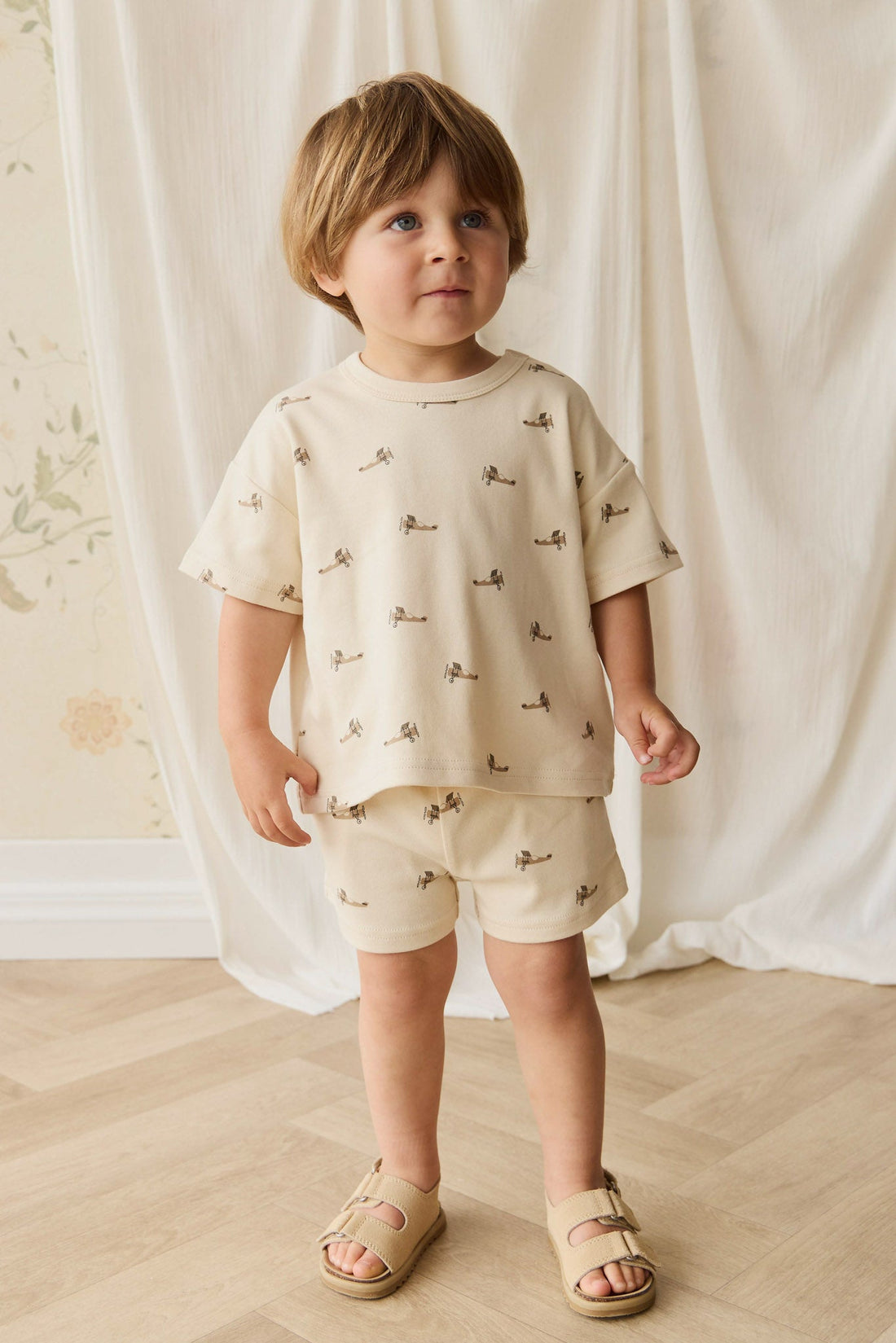Pima Cotton Wesley Short - Fly High Vanilla Cream Childrens Short from Jamie Kay Australia