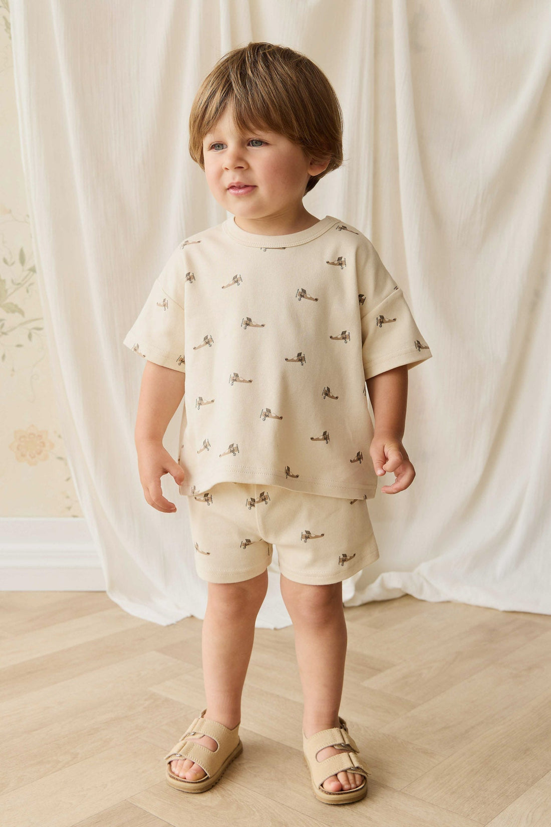 Pima Cotton Wesley Tee - Fly High Vanilla Cream Childrens Top from Jamie Kay Australia