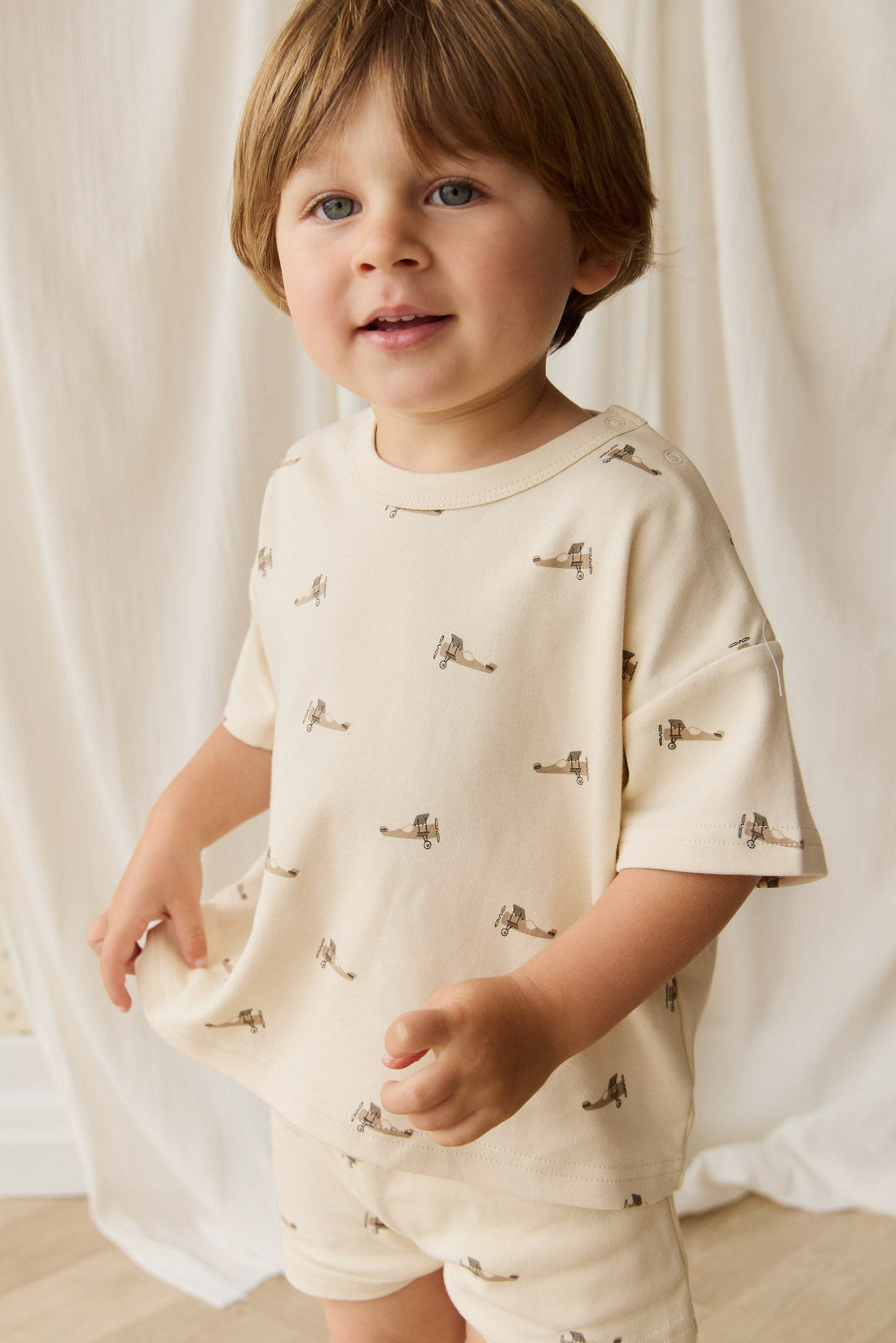 Pima Cotton Wesley Tee - Fly High Vanilla Cream Childrens Top from Jamie Kay Australia