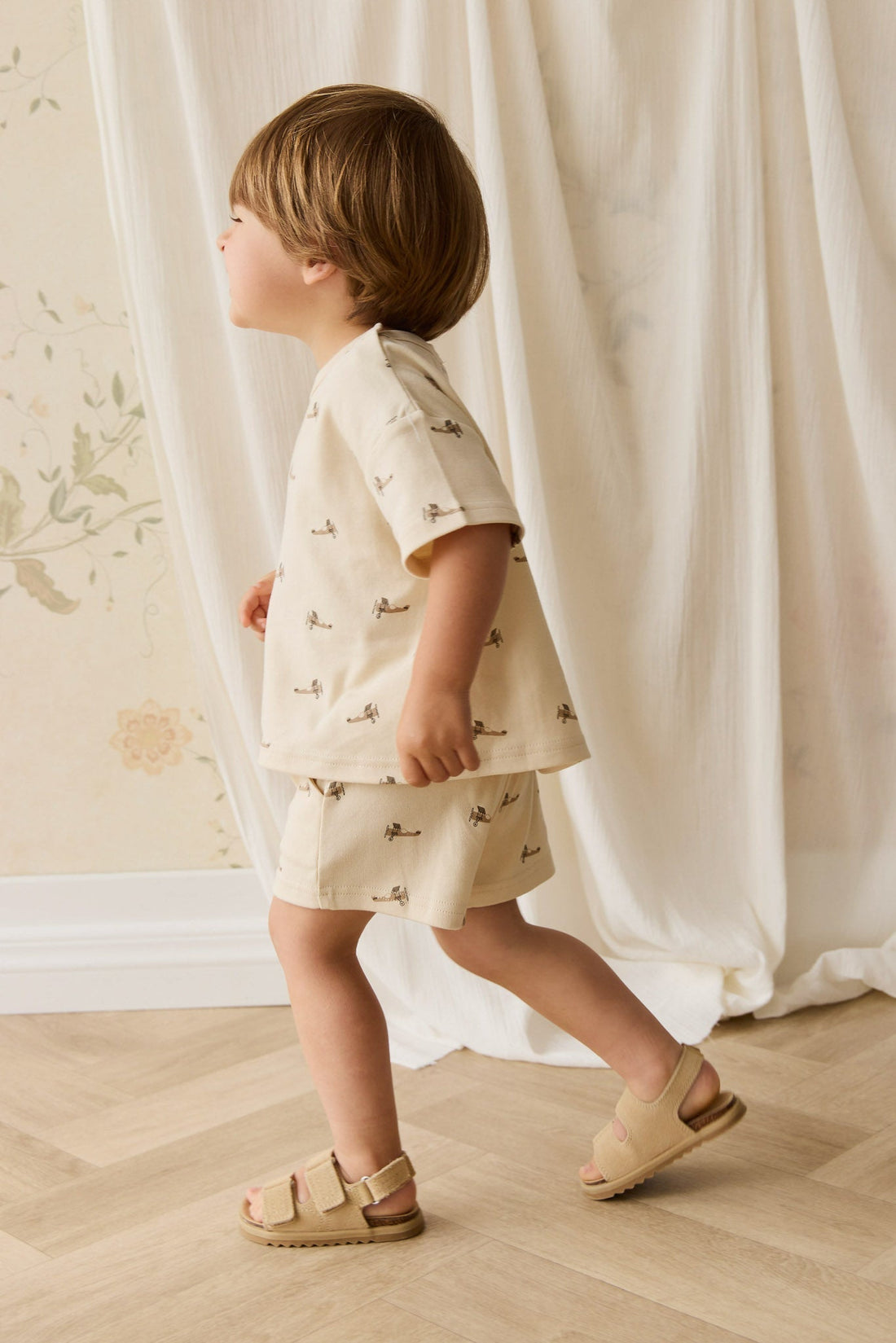Pima Cotton Wesley Short - Fly High Vanilla Cream Childrens Short from Jamie Kay Australia