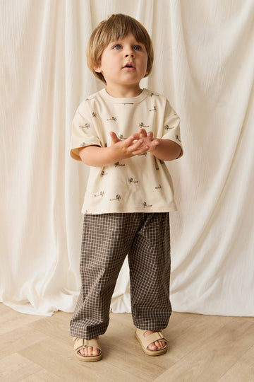 Organic Cotton Kingston Pant - Coffee Grid Childrens Pant from Jamie Kay Australia