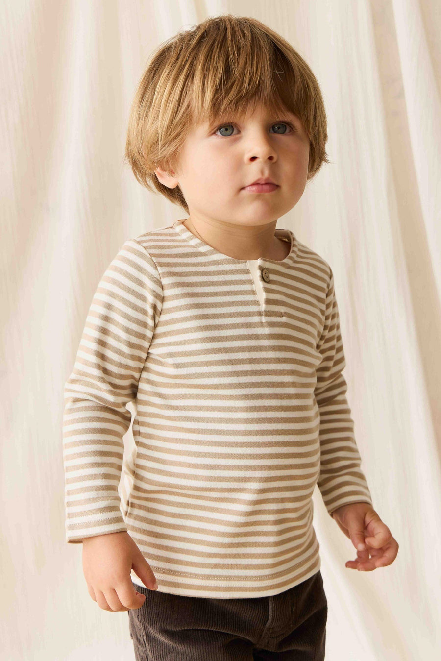 Pima Cotton Shae Top - Slim Stripe Brioche/Cloud Childrens Top from Jamie Kay Australia