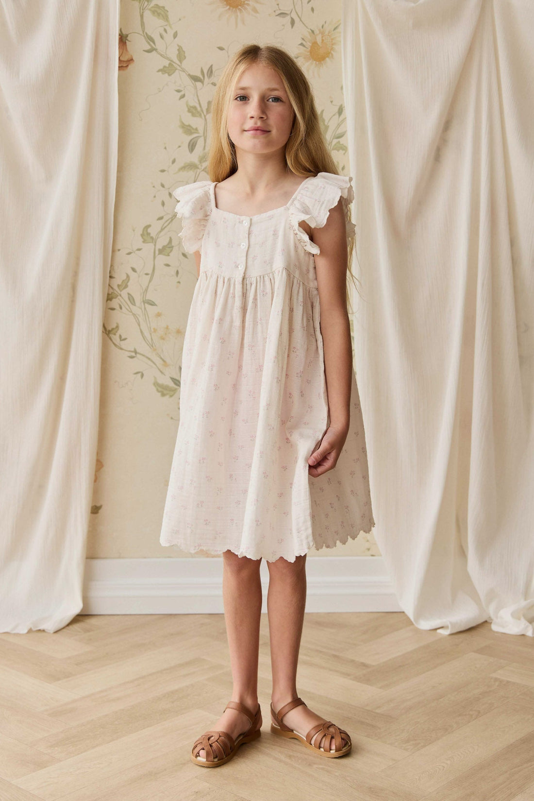 Organic Cotton Muslin Annalise Dress - Pauline Pink Childrens Dress from Jamie Kay Australia