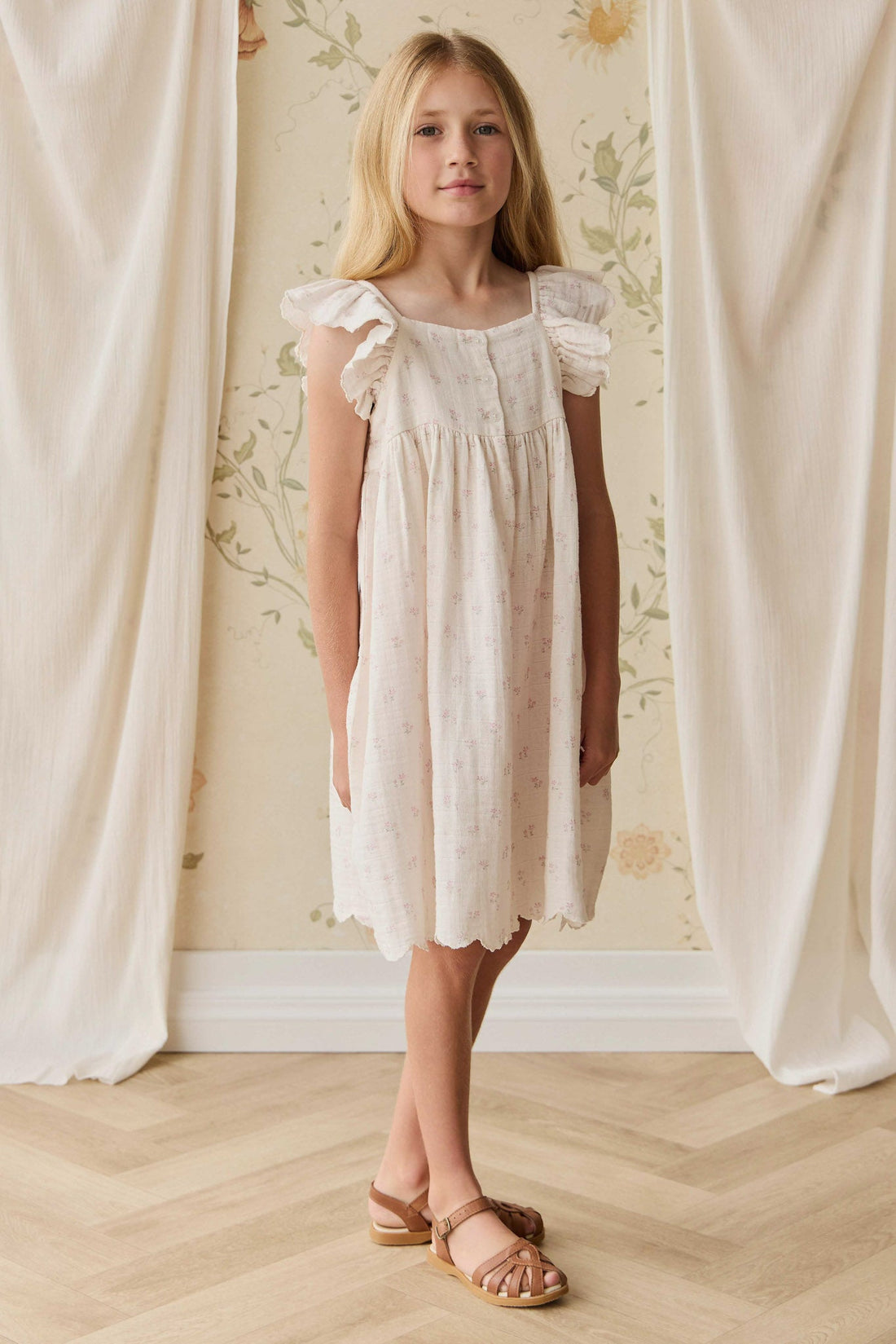 Organic Cotton Muslin Annalise Dress - Pauline Pink Childrens Dress from Jamie Kay Australia