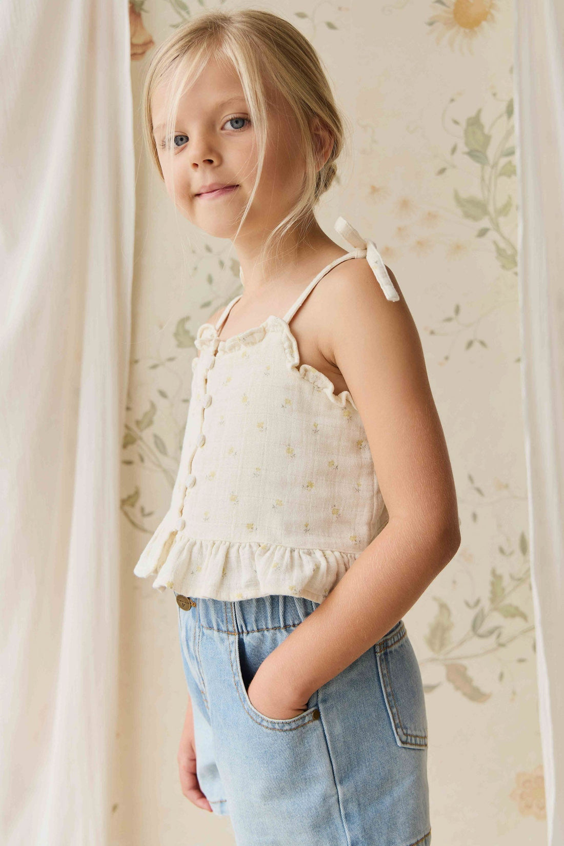 Organic Cotton Muslin Mirabel Top - Vintage Ditsy Childrens Top from Jamie Kay Australia