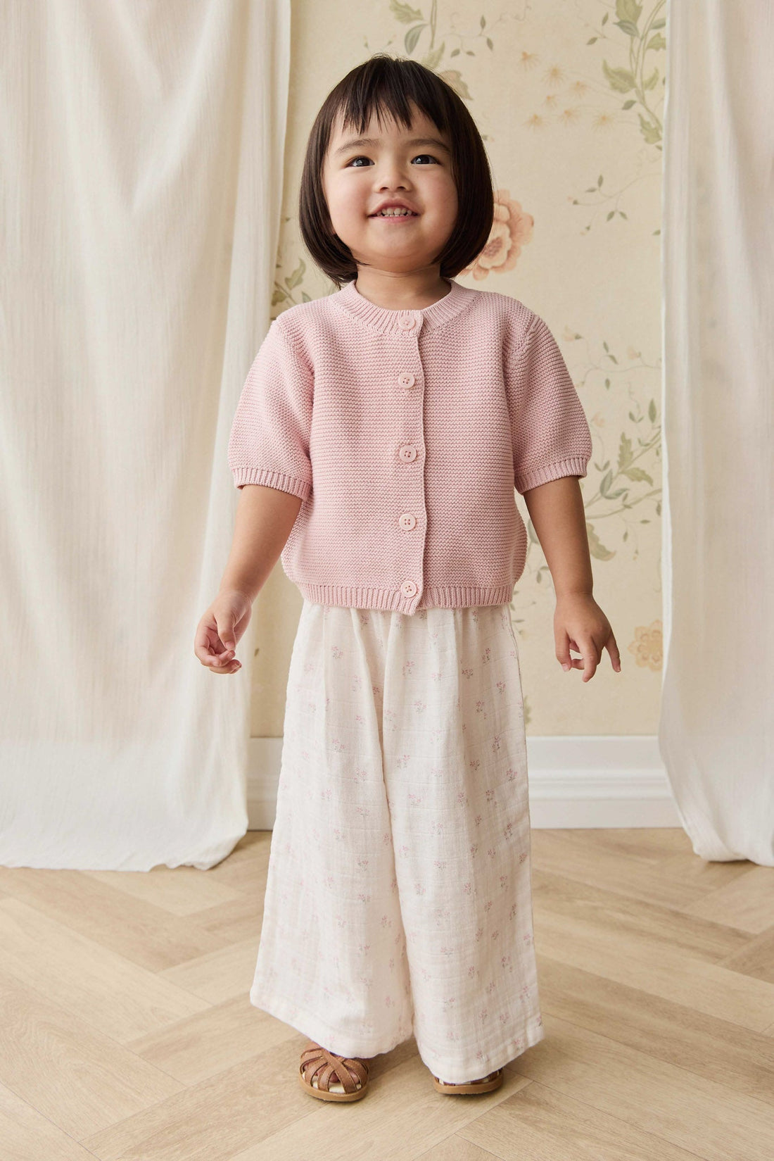 Organic Cotton Muslin Odette Pant - Pauline Pink Childrens Pant from Jamie Kay Australia
