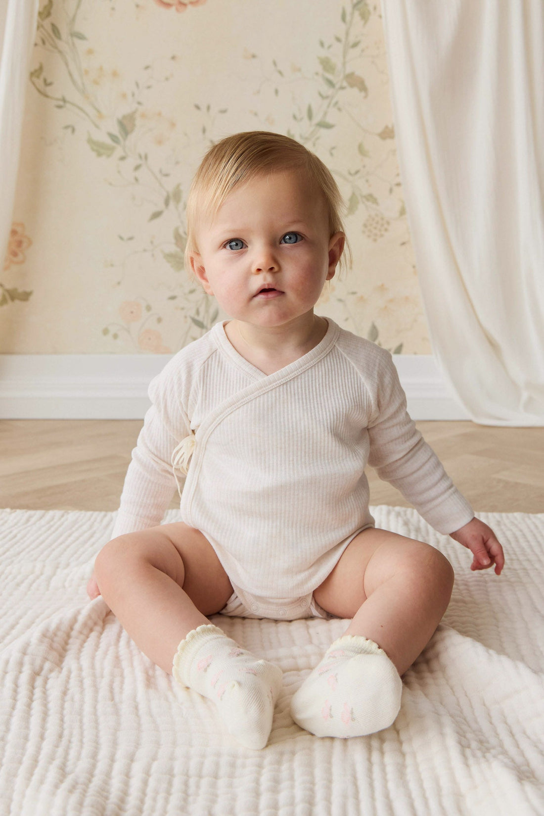 Organic Cotton Modal Marina Long Sleeve Bodysuit - Icing Marle Childrens Bodysuit from Jamie Kay Australia
