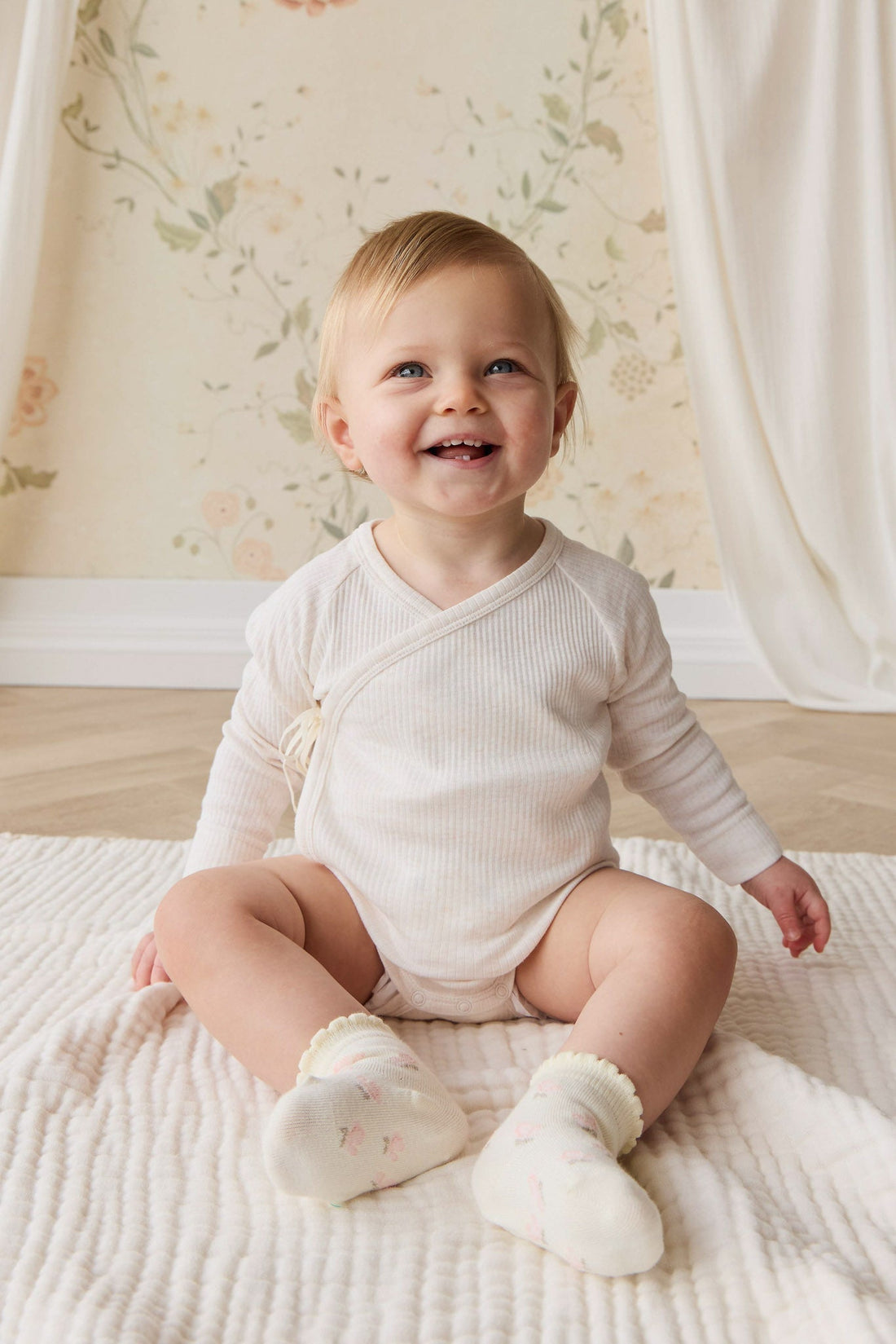 Organic Cotton Modal Marina Long Sleeve Bodysuit - Icing Marle Childrens Bodysuit from Jamie Kay Australia