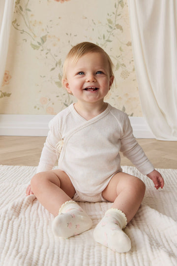 Organic Cotton Modal Marina Long Sleeve Bodysuit - Icing Marle Childrens Bodysuit from Jamie Kay Australia