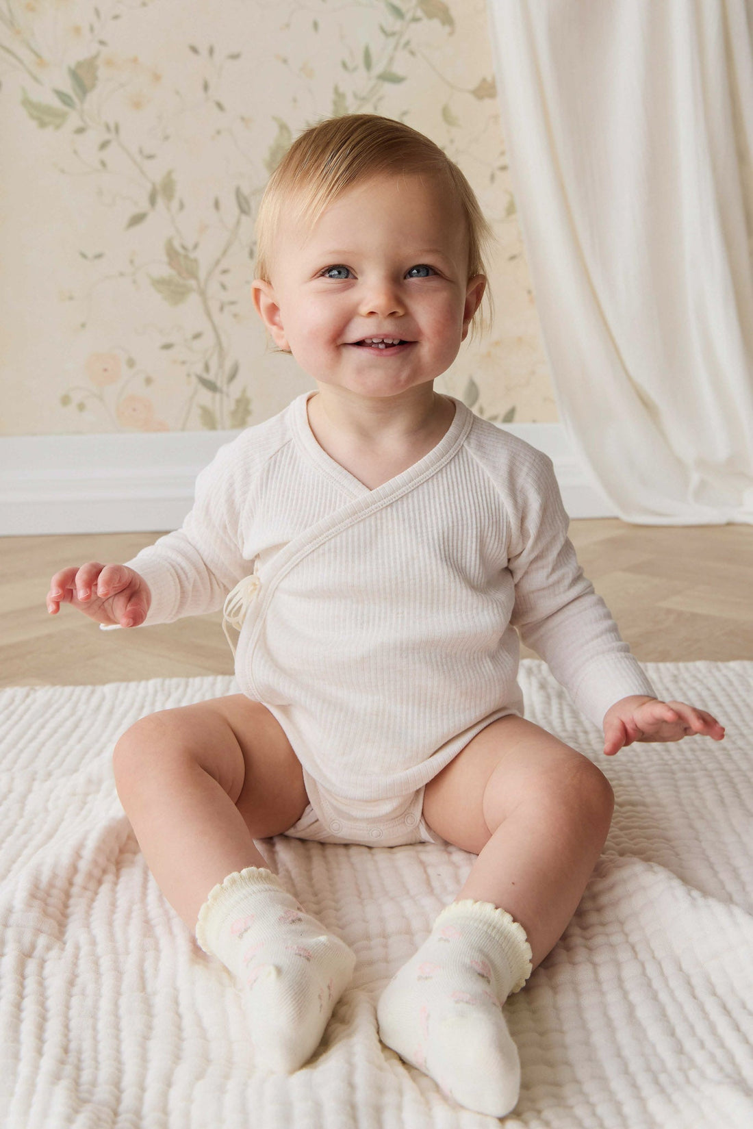 Maya Jacquard Sock - Egret Childrens Sock from Jamie Kay Australia