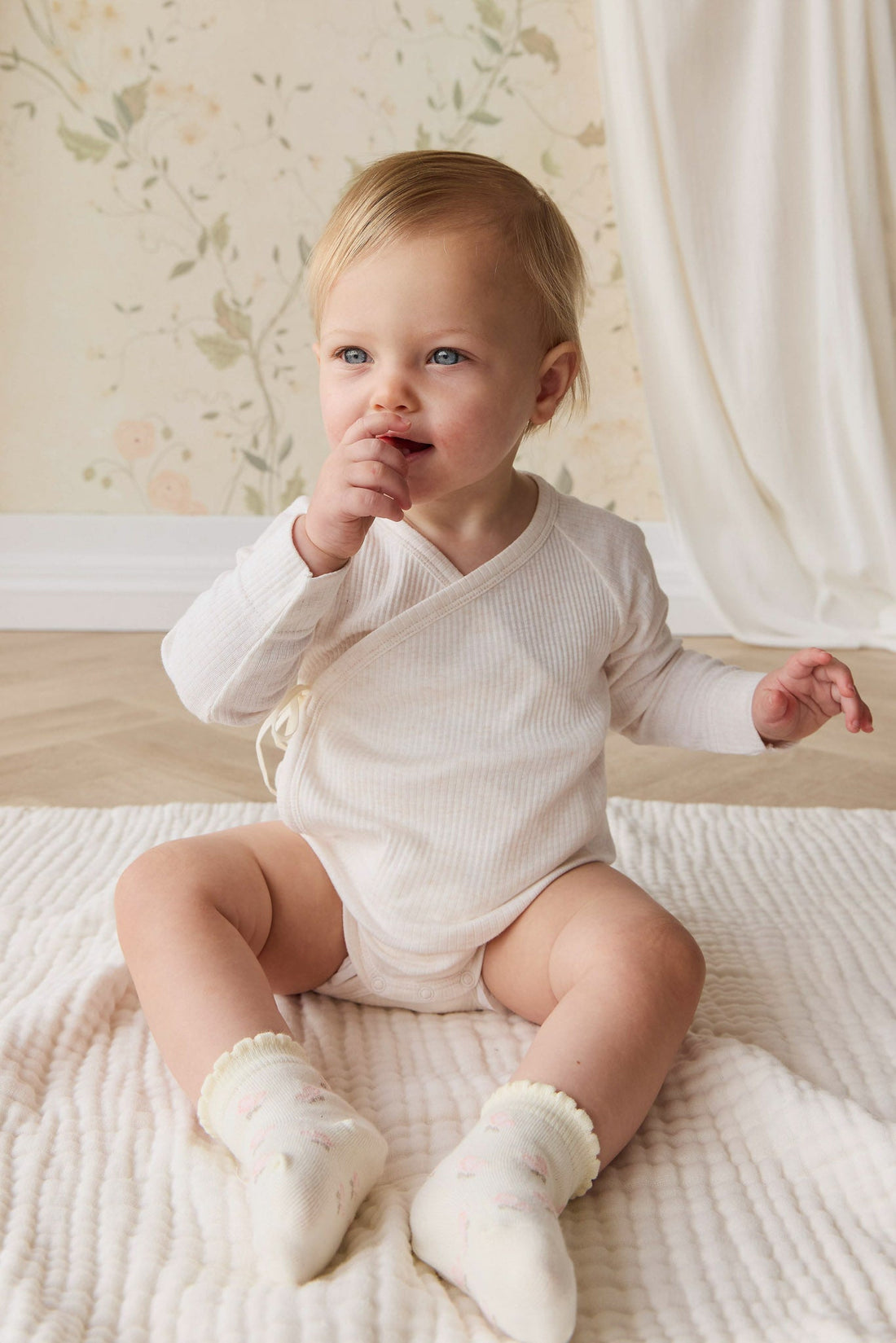 Organic Cotton Modal Marina Long Sleeve Bodysuit - Icing Marle Childrens Bodysuit from Jamie Kay Australia