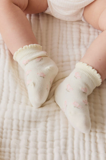 Maya Jacquard Sock - Egret Childrens Sock from Jamie Kay Australia