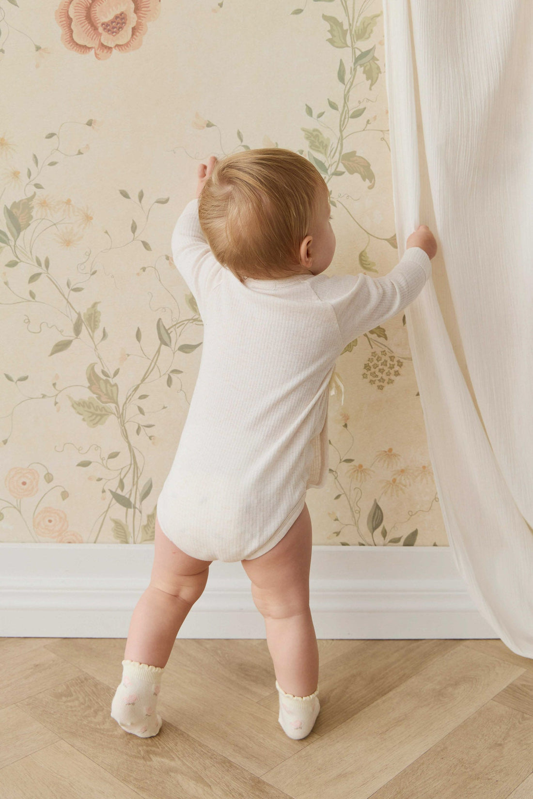 Organic Cotton Modal Marina Long Sleeve Bodysuit - Icing Marle Childrens Bodysuit from Jamie Kay Australia