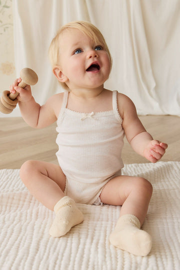 Organic Cotton Modal Singlet Bodysuit - Parchment Childrens Bodysuit from Jamie Kay Australia