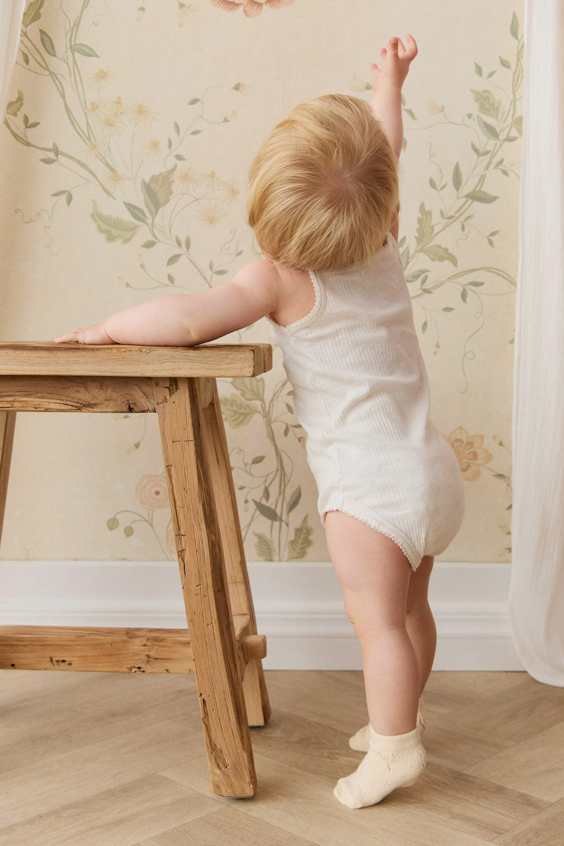 Organic Cotton Modal Singlet Bodysuit - Parchment Childrens Bodysuit from Jamie Kay Australia