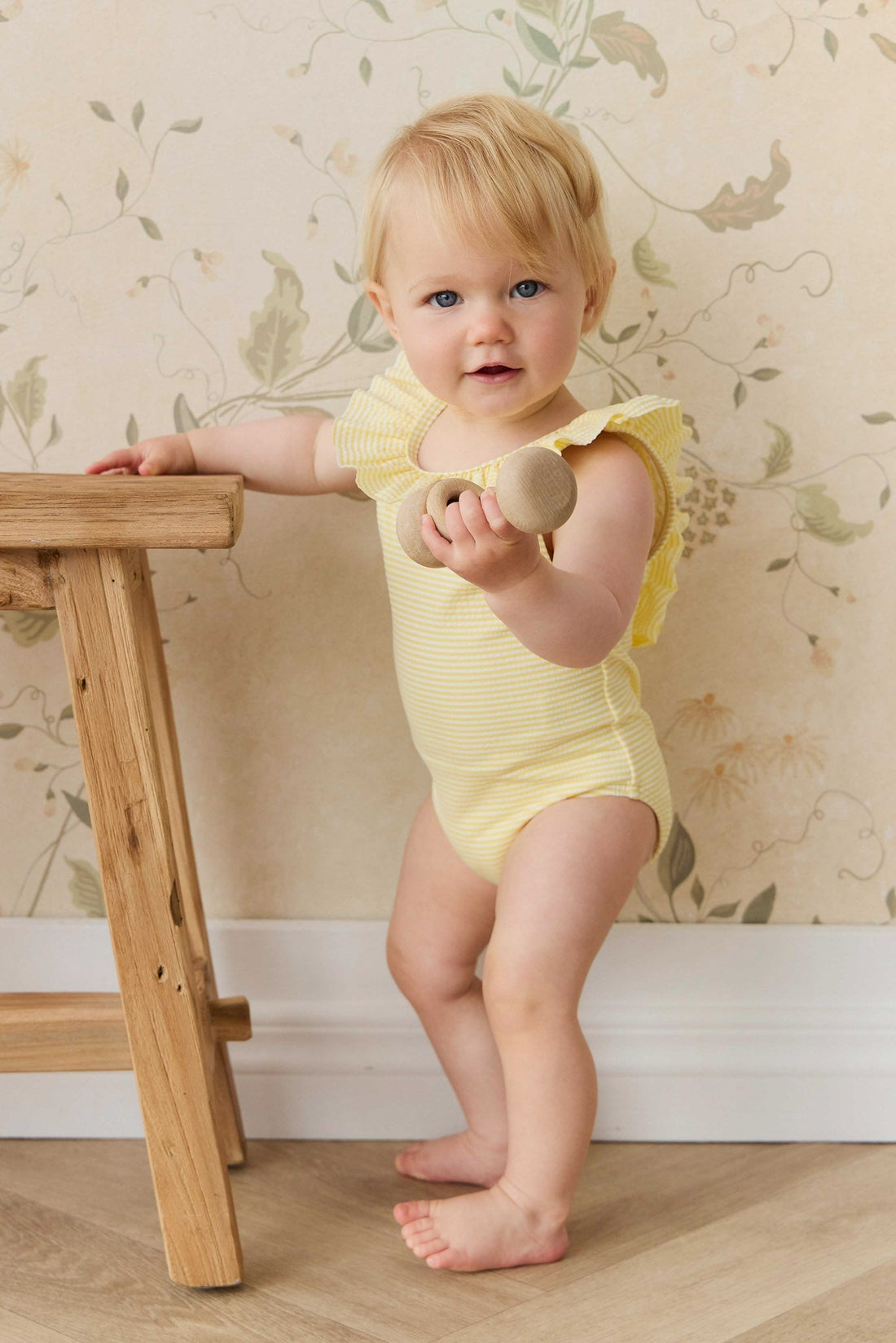 Emmeline Swimsuit - Camomile Stripe Childrens Swimwear from Jamie Kay Australia