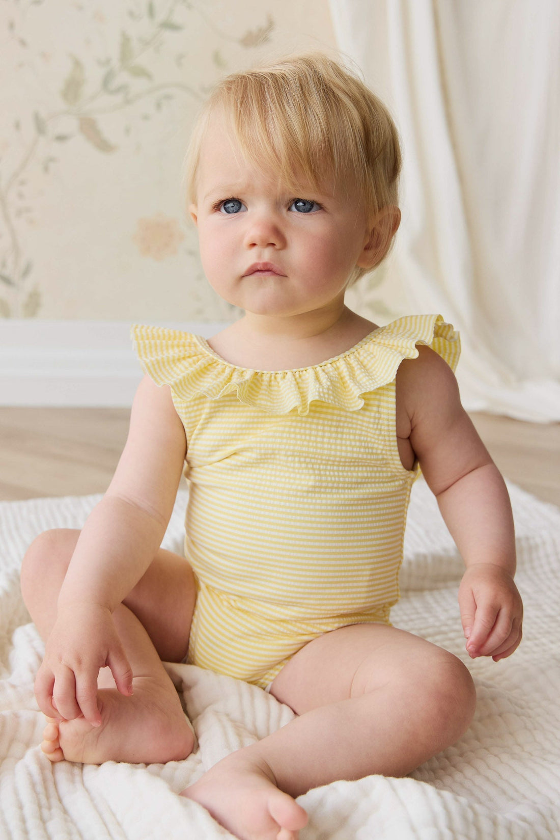 Emmeline Swimsuit - Camomile Stripe Childrens Swimwear from Jamie Kay Australia
