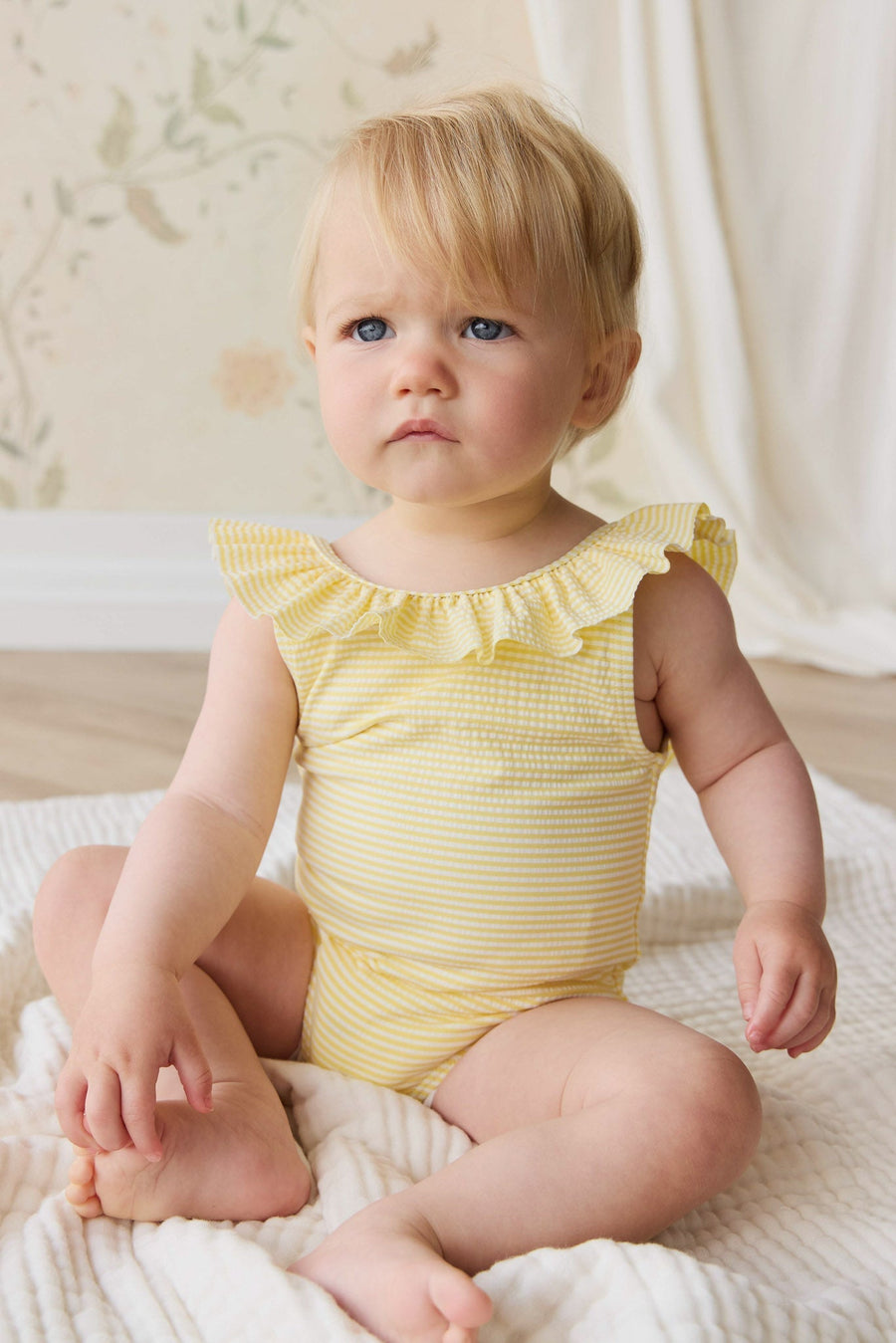 Emmeline Swimsuit - Camomile Stripe Childrens Swimwear from Jamie Kay Australia
