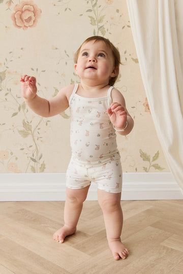 Organic Cotton Jolie Singlet Pyjama Set - Lapin Jardin Crisp Childrens Pyjama from Jamie Kay Australia
