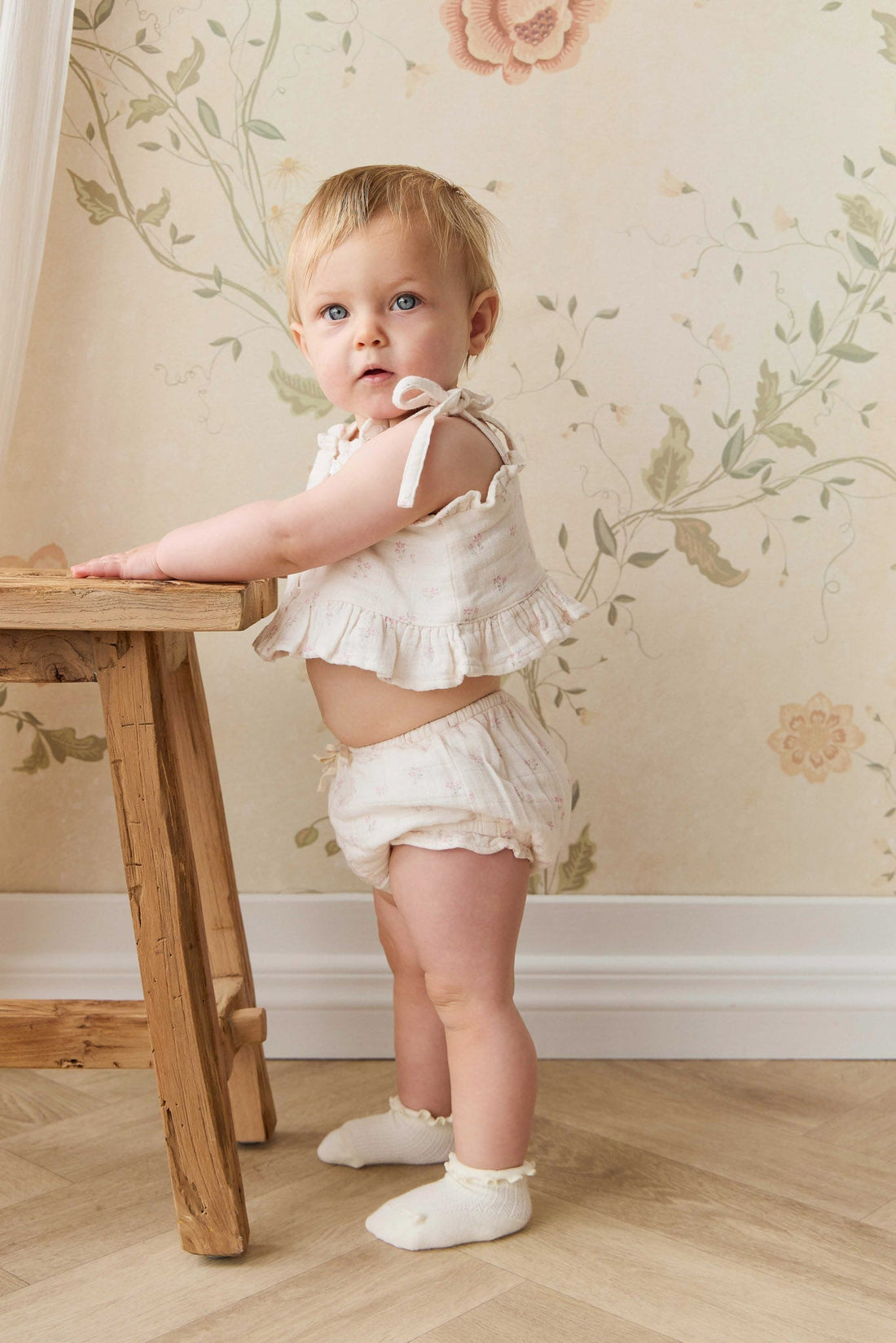 Organic Cotton Muslin Frill Bloomer - Pauline Pink Childrens Bloomer from Jamie Kay Australia