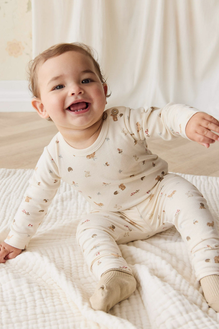 Organic Cotton Fernley Bodysuit - Forest Gathering Childrens Bodysuit from Jamie Kay Australia
