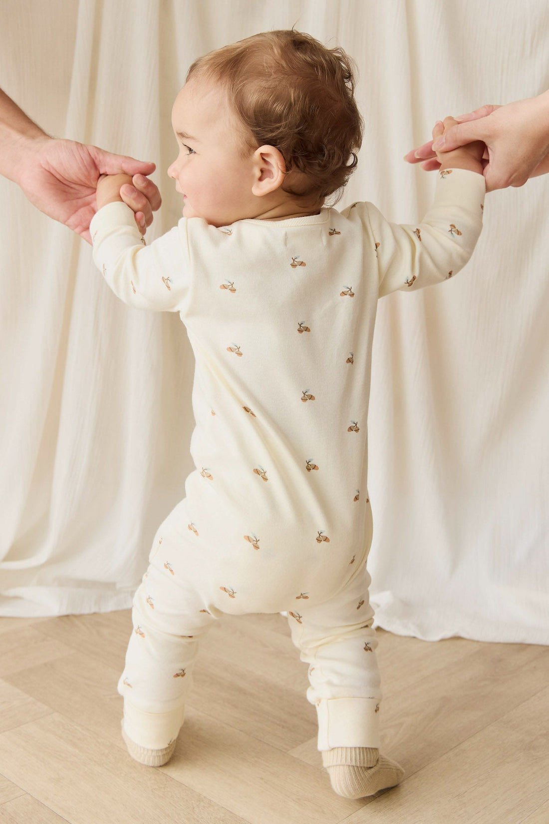 Organic Cotton Reese Zip Onepiece - Forest Night Acorns Childrens Onepiece from Jamie Kay Australia