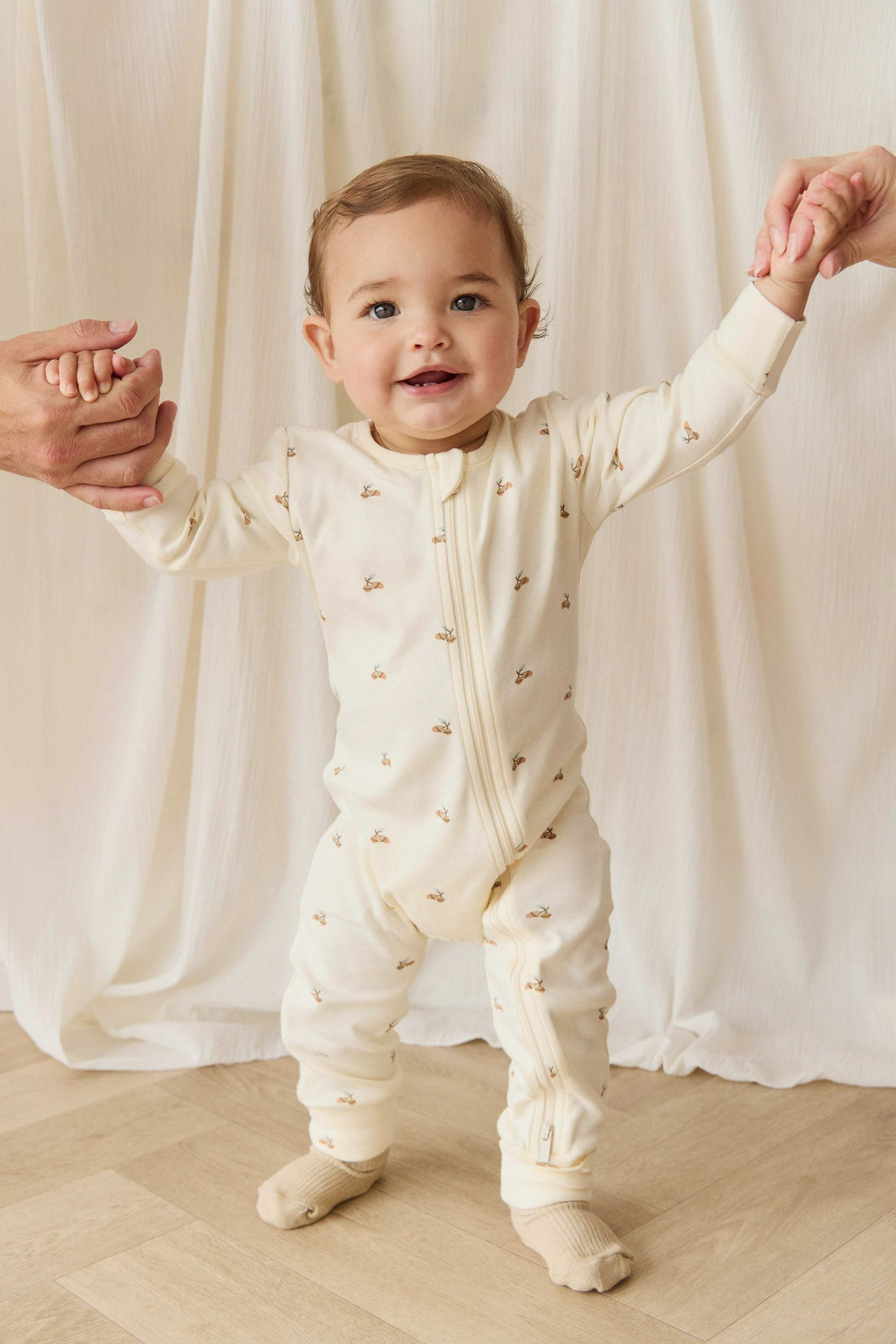 Organic Cotton Reese Zip Onepiece - Forest Night Acorns Childrens Onepiece from Jamie Kay Australia
