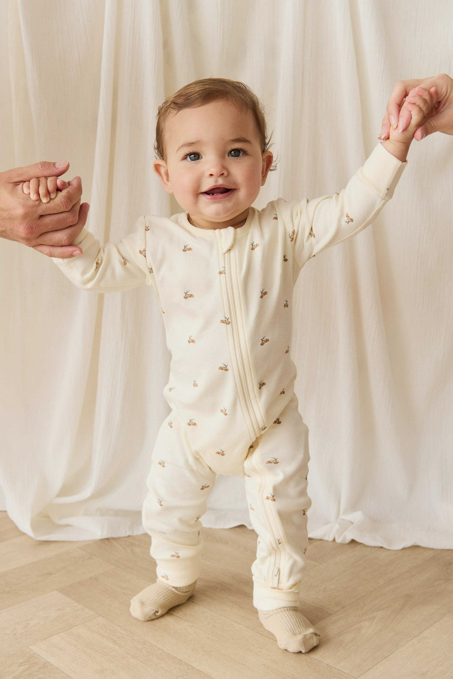 Organic Cotton Reese Zip Onepiece - Forest Night Acorns Childrens Onepiece from Jamie Kay Australia