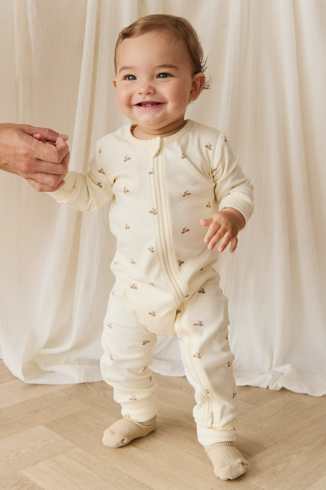 Organic Cotton Reese Zip Onepiece - Forest Night Acorns Childrens Onepiece from Jamie Kay Australia