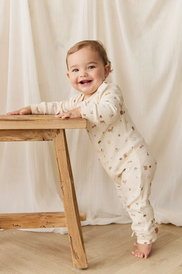 Organic Cotton Reese Zip Onepiece - Forest Gathering Childrens Onepiece from Jamie Kay Australia