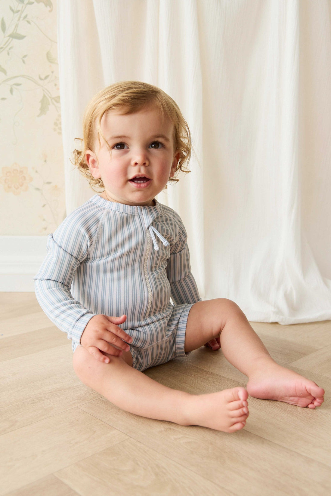 Florian Zip Swimsuit - Variegated Stripe Cenote Childrens Swimwear from Jamie Kay Australia