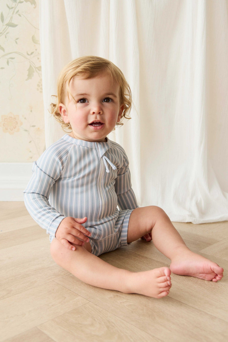 Florian Zip Swimsuit - Variegated Stripe Cenote Childrens Swimwear from Jamie Kay Australia