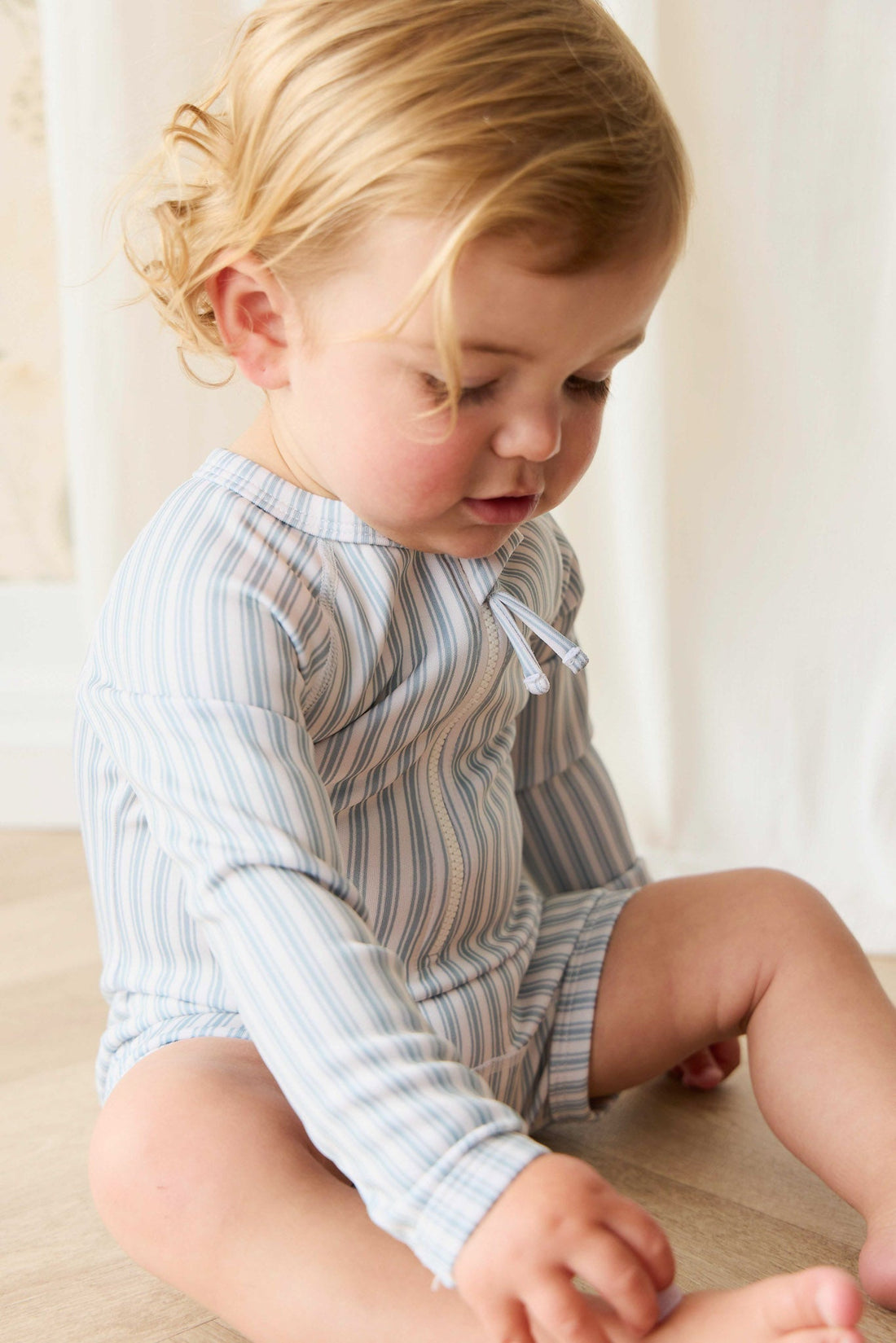 Florian Zip Swimsuit - Variegated Stripe Cenote Childrens Swimwear from Jamie Kay Australia