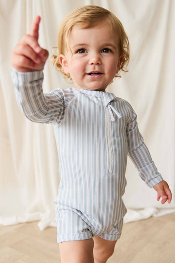 Florian Zip Swimsuit - Variegated Stripe Cenote Childrens Swimwear from Jamie Kay Australia