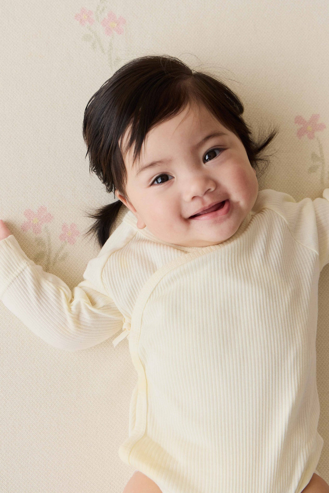 Organic Cotton Modal Marina Long Sleeve Bodysuit - Parchment Childrens Bodysuit from Jamie Kay Australia