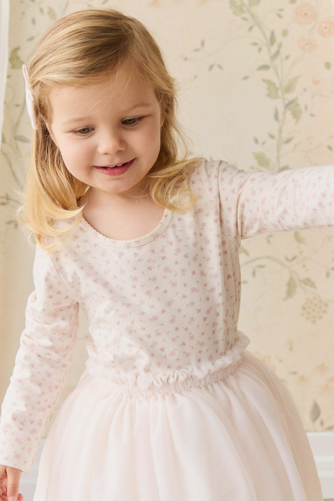 Organic Cotton Long Sleeve Top - Victoria Blush Childrens Top from Jamie Kay Australia