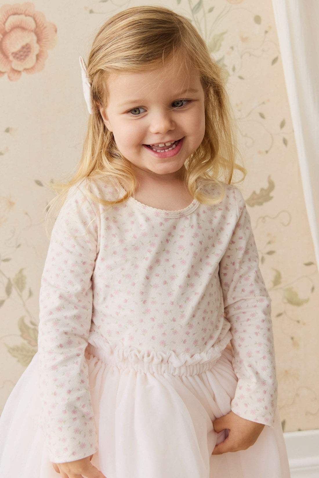 Organic Cotton Long Sleeve Top - Victoria Blush Childrens Top from Jamie Kay Australia