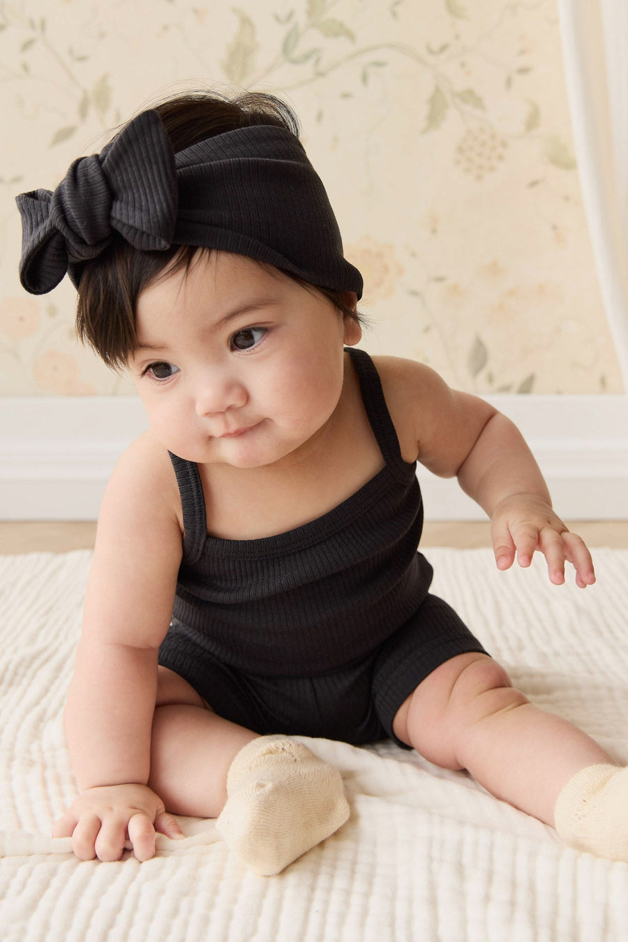 Organic Cotton Modal Singlet Bodysuit - Ebony Childrens Bodysuit from Jamie Kay Australia