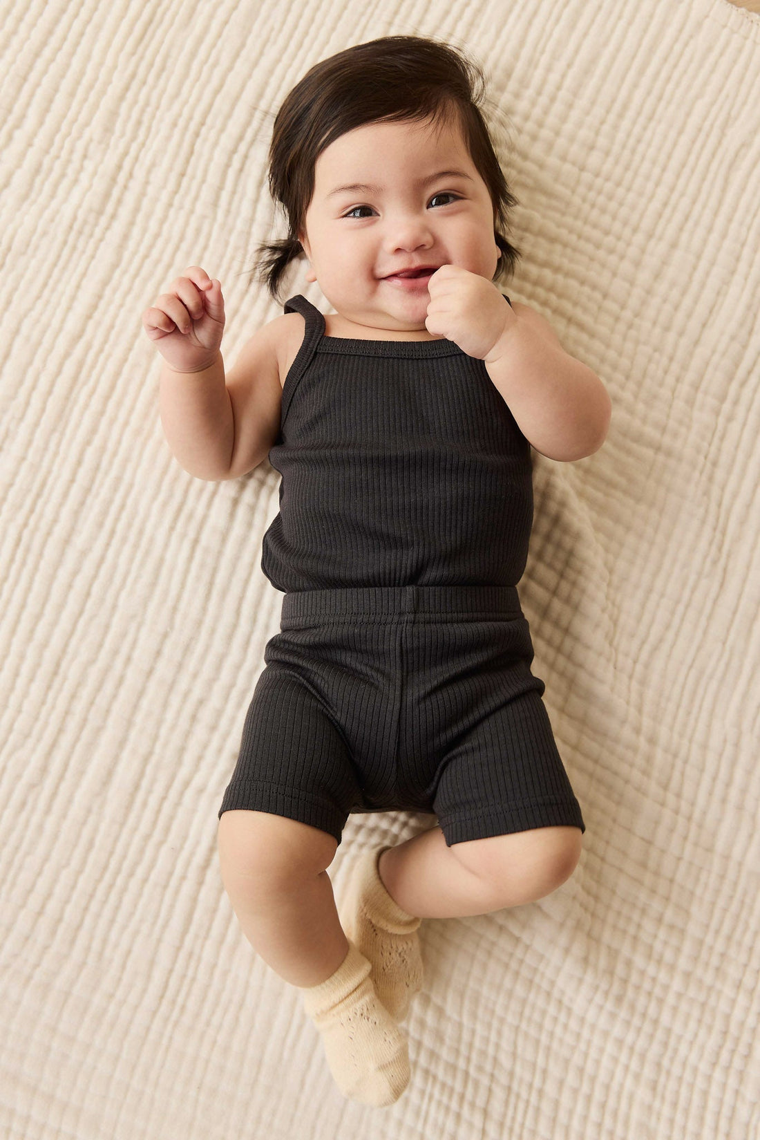 Organic Cotton Modal Singlet Bodysuit - Ebony Childrens Bodysuit from Jamie Kay Australia