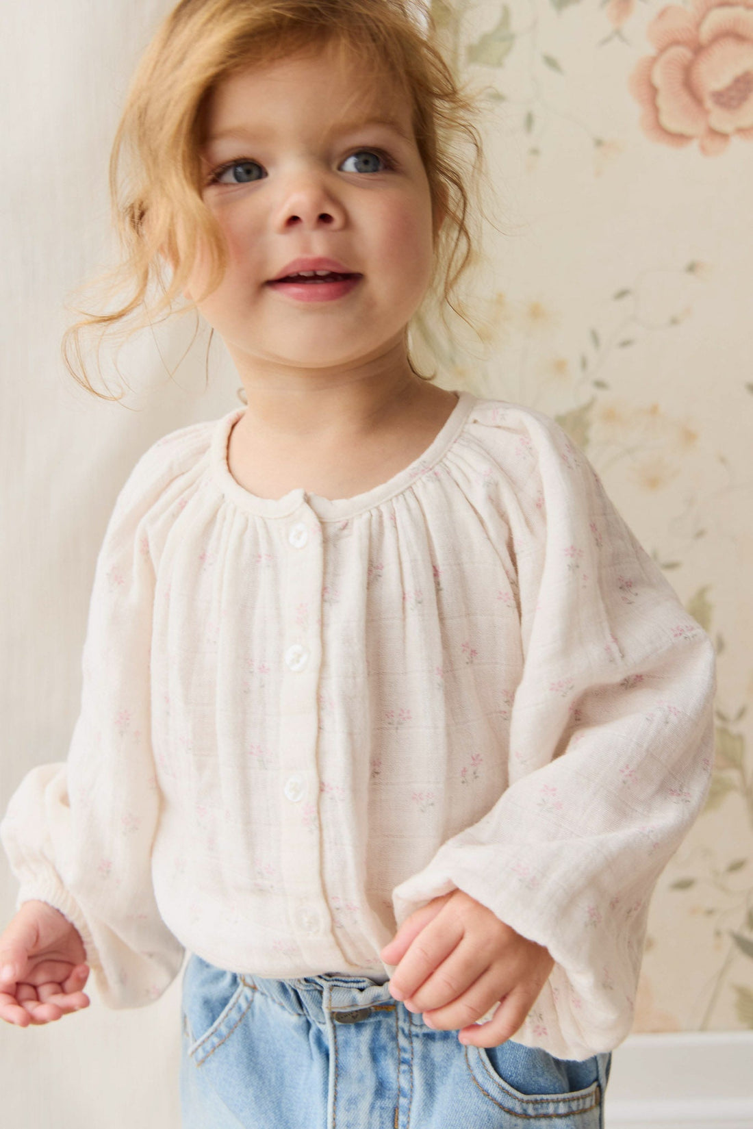 Organic Cotton Muslin Heather Blouse - Pauline Pink Childrens Top from Jamie Kay Australia