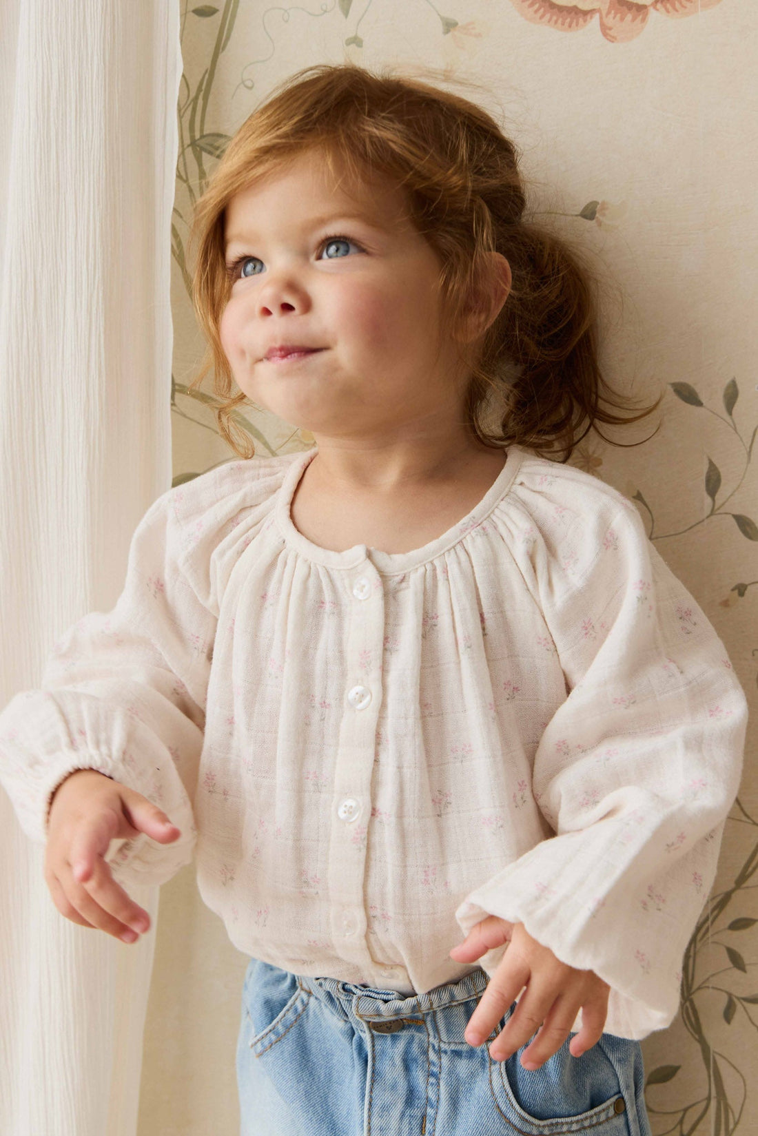 Organic Cotton Muslin Heather Blouse - Pauline Pink Childrens Top from Jamie Kay Australia