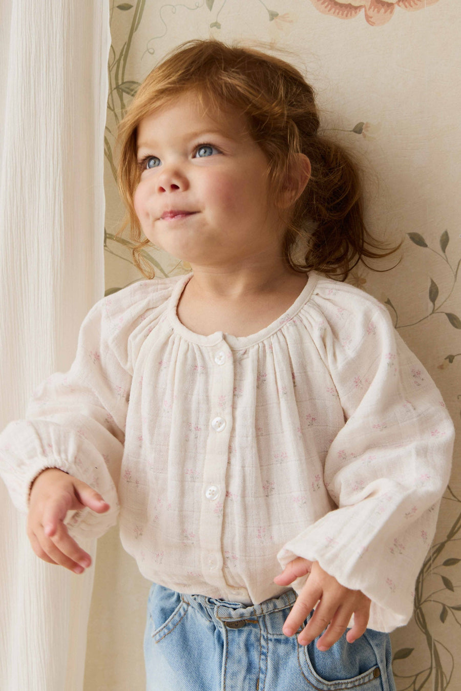 Organic Cotton Muslin Heather Blouse - Pauline Pink Childrens Top from Jamie Kay Australia
