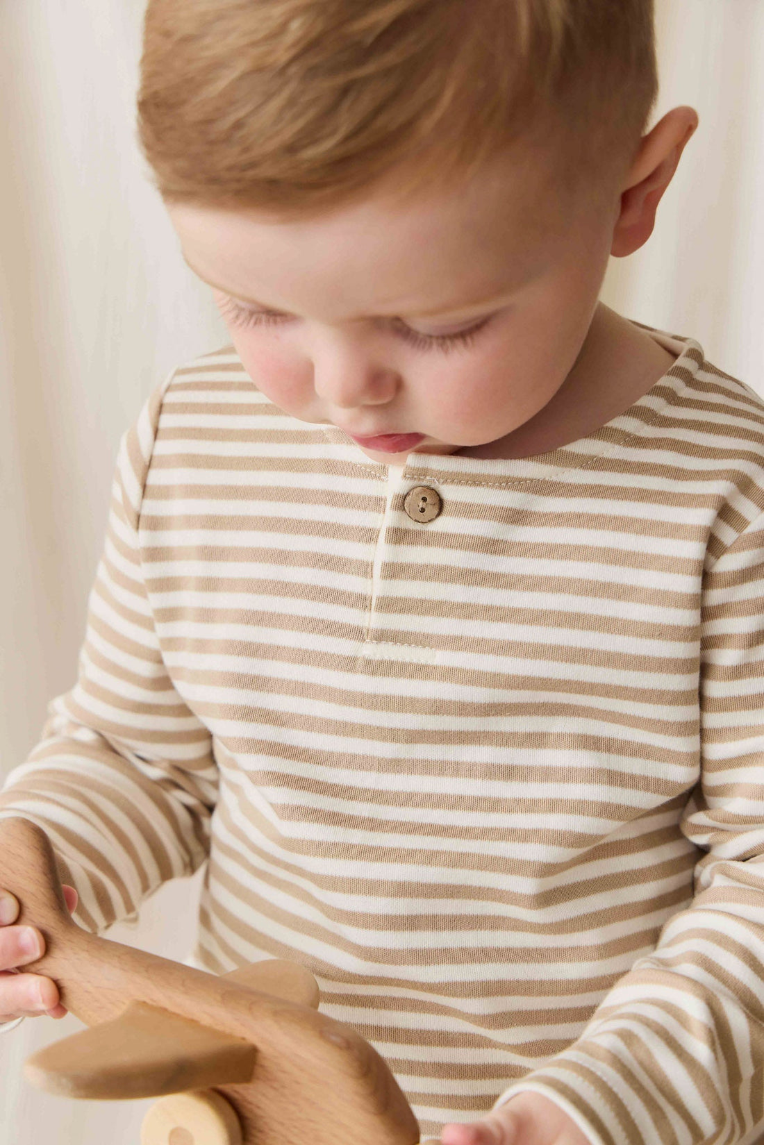 Pima Cotton Shae Top - Slim Stripe Brioche/Cloud Childrens Top from Jamie Kay Australia